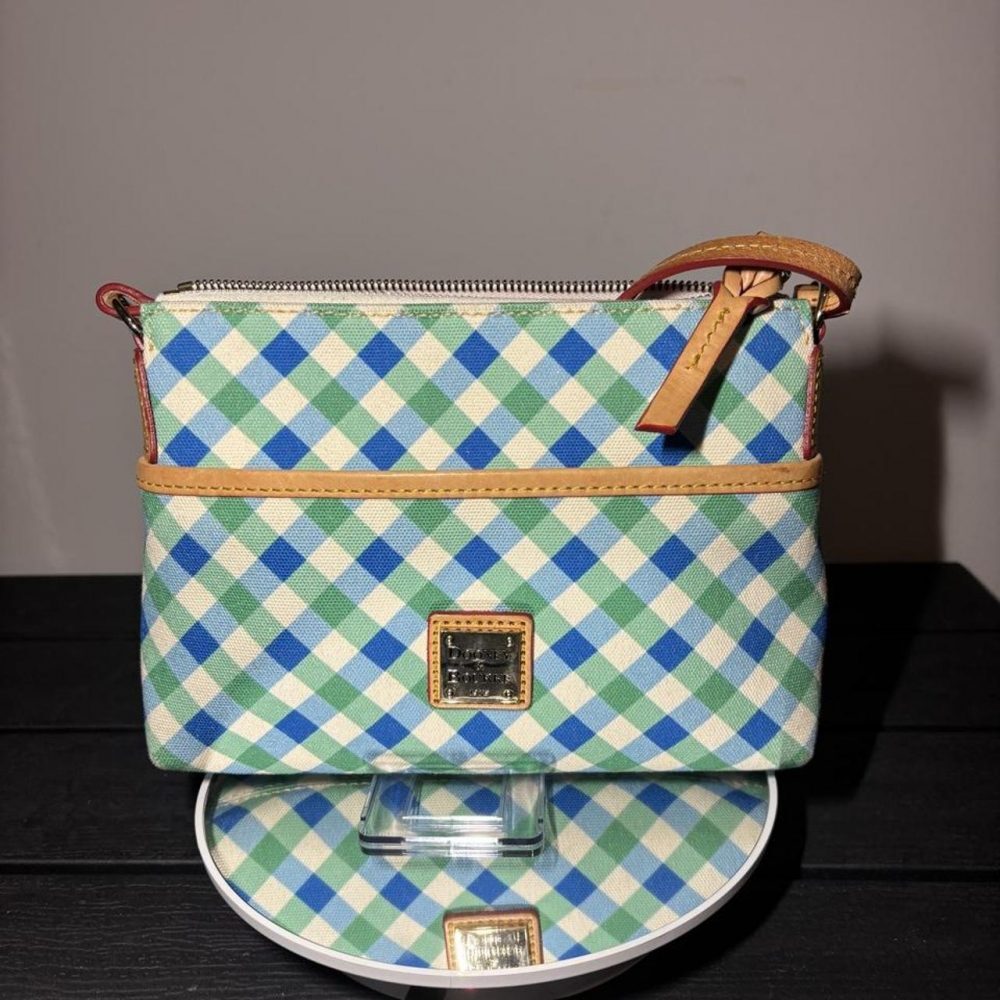 Dooney & Bourke blue and green checkered crossbody bag #checkered #crossbody